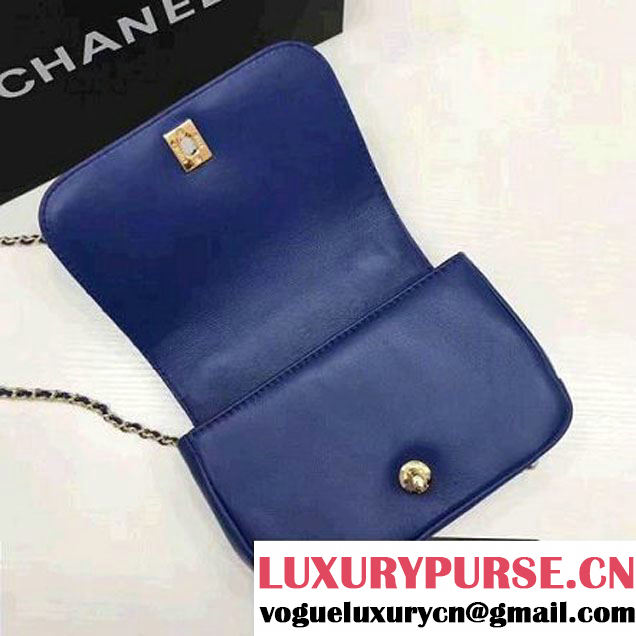 Chanel Carry Chic Small Top Handle Flap Bag A93751 Royal Blue 2017 (1A145-7032123 )