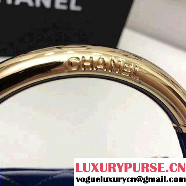 Chanel Carry Chic Small Top Handle Flap Bag A93751 Royal Blue 2017 (1A145-7032123 )