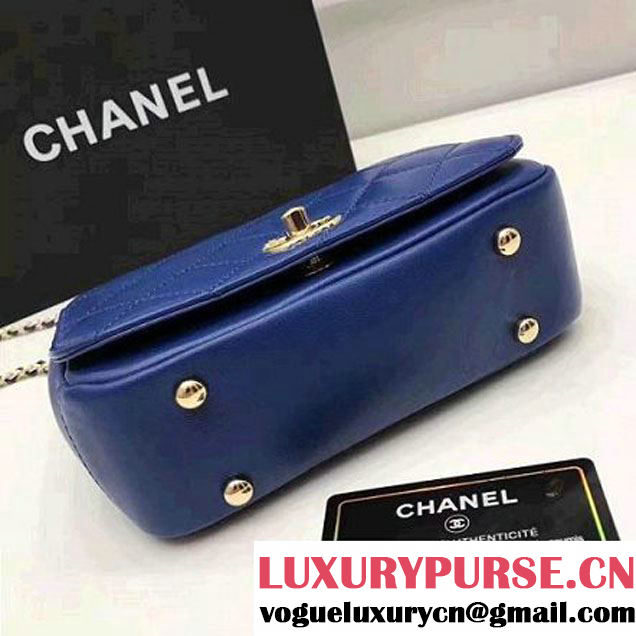 Chanel Carry Chic Small Top Handle Flap Bag A93751 Royal Blue 2017 (1A145-7032123 )