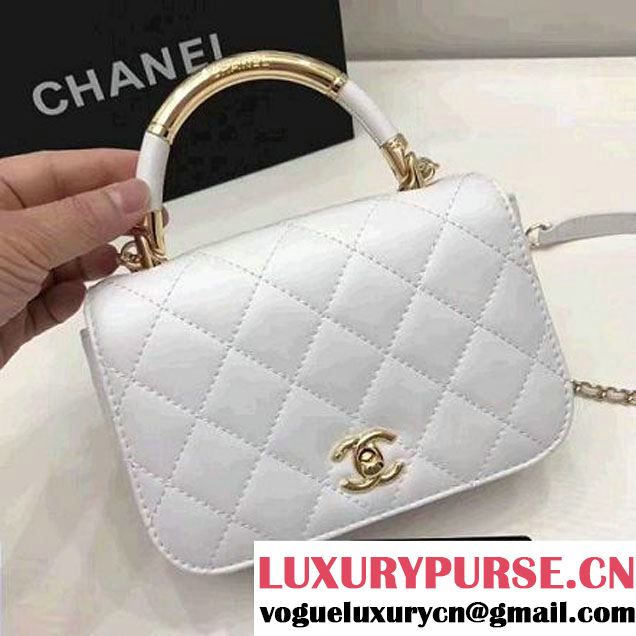 Chanel Carry Chic Small Top Handle Flap Bag A93751 White 2017 (1A145-7032124 )