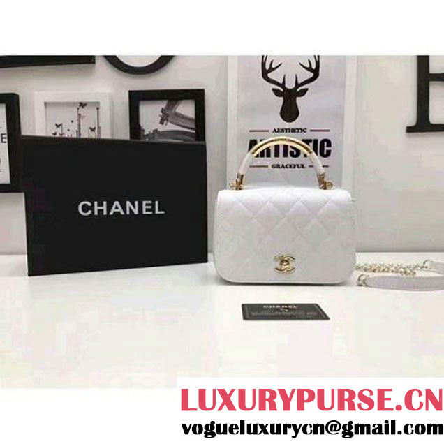 Chanel Carry Chic Small Top Handle Flap Bag A93751 White 2017 (1A145-7032124 )