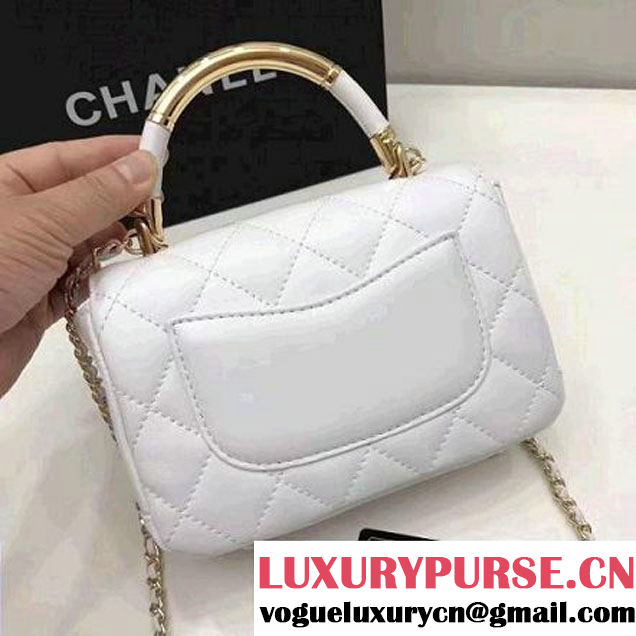 Chanel Carry Chic Small Top Handle Flap Bag A93751 White 2017 (1A145-7032124 )