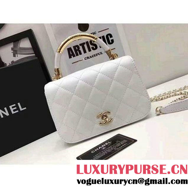 Chanel Carry Chic Small Top Handle Flap Bag A93751 White 2017 (1A145-7032124 )