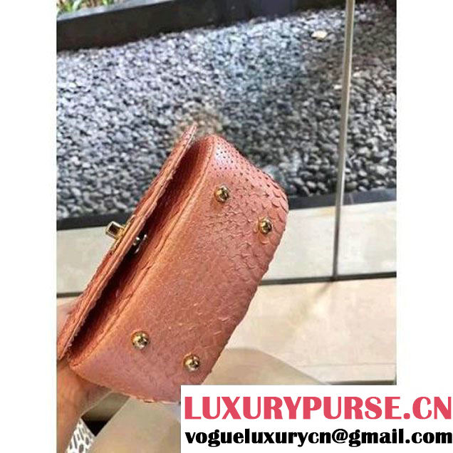 Chanel Python Leather Carry Chic Small Top Handle Flap Bag A93751 Shrimp 2017 (1B14-7032901 )