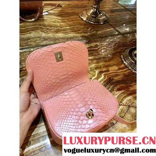 Chanel Python Leather Carry Chic Small Top Handle Flap Bag A93751 Shrimp 2017 (1B14-7032901 )