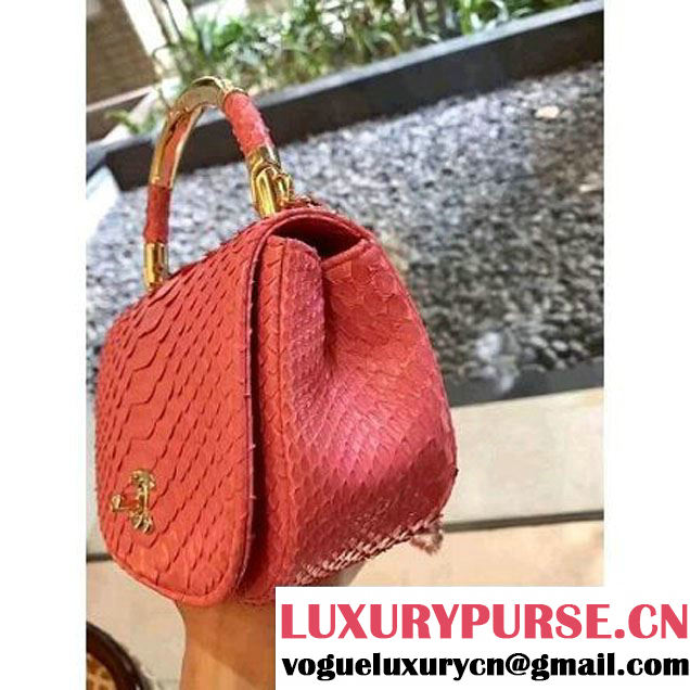 Chanel Python Leather Carry Chic Small Top Handle Flap Bag A93751 Pink 2017 (1B14-7032902 )
