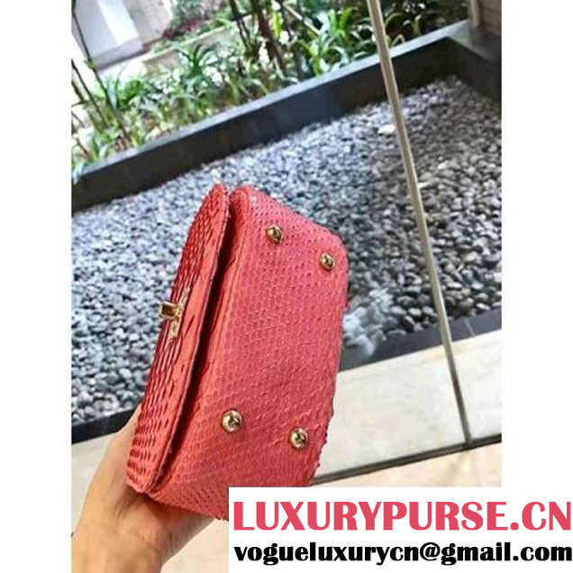 Chanel Python Leather Carry Chic Small Top Handle Flap Bag A93751 Pink 2017 (1B14-7032902 )