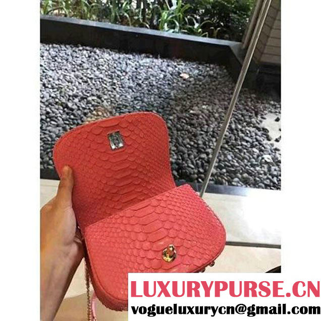Chanel Python Leather Carry Chic Small Top Handle Flap Bag A93751 Pink 2017 (1B14-7032902 )