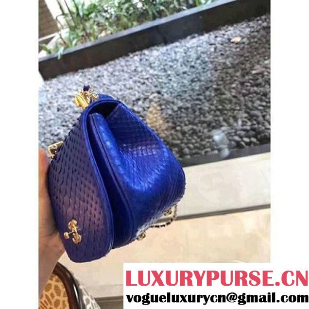 Chanel Python Leather Carry Chic Small Top Handle Flap Bag A93751 Royal Blue 2017 (1B14-7032905 )
