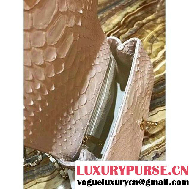 Chanel Python Leather Carry Chic Small Top Handle Flap Bag A93751 Off-White 2017 (1B14-7032906 )