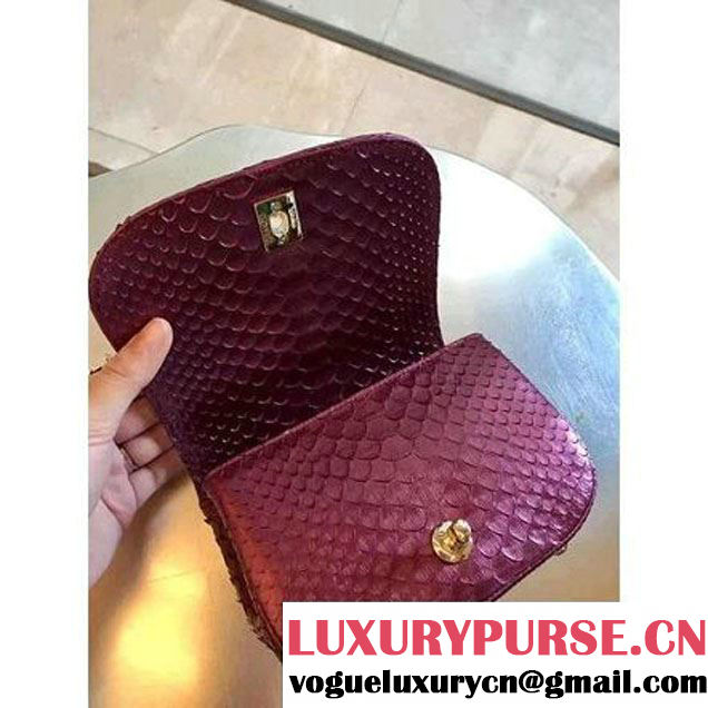 Chanel Python Leather Carry Chic Small Top Handle Flap Bag A93751 Burgundy 2017 (1B14-7032908 )
