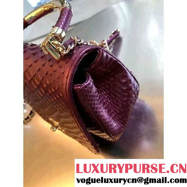 Chanel Python Leather Carry Chic Small Top Handle Flap Bag A93751 Burgundy 2017 (1B14-7032908 )