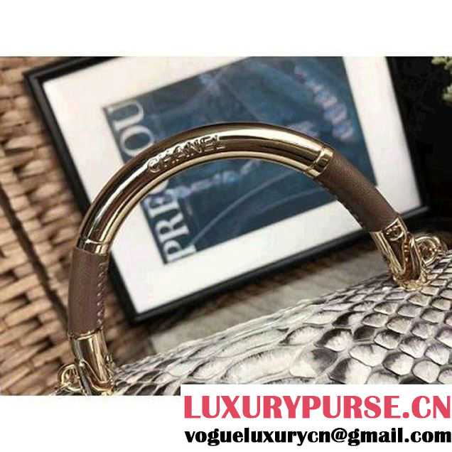 Chanel Python Leather Carry Chic Small Top Handle Flap Bag A93751 2017 (1A111-7041111 )