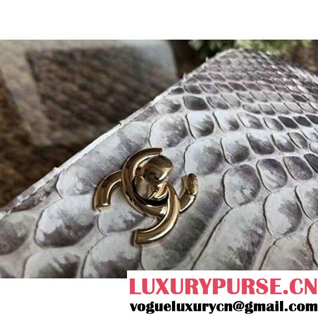 Chanel Python Leather Carry Chic Medium Top Handle Flap Bag A93752 2017 (1A111-7041112 )
