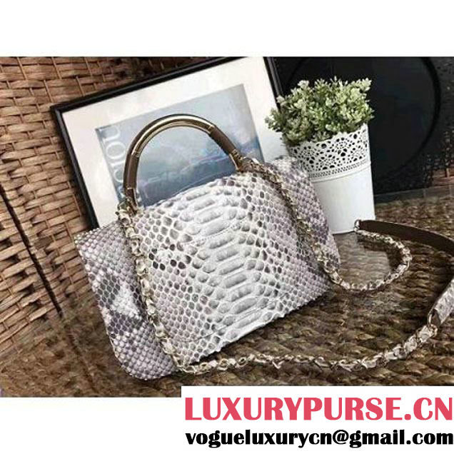 Chanel Python Leather Carry Chic Medium Top Handle Flap Bag A93752 2017 (1A111-7041112 )