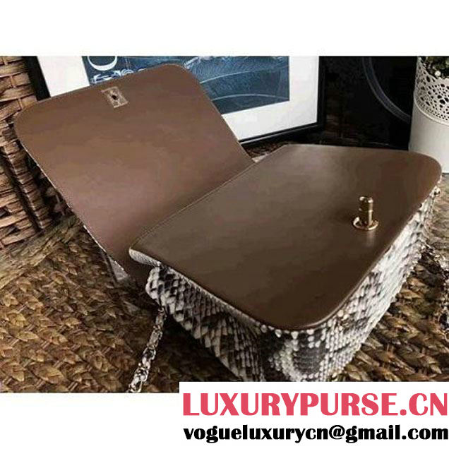 Chanel Python Leather Carry Chic Large Top Handle Flap Bag A9374 2017 (1A111-7041113 )