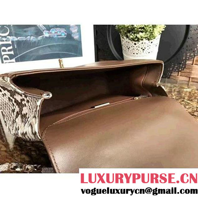 Chanel Python Leather Carry Chic Large Top Handle Flap Bag A9374 2017 (1A111-7041113 )
