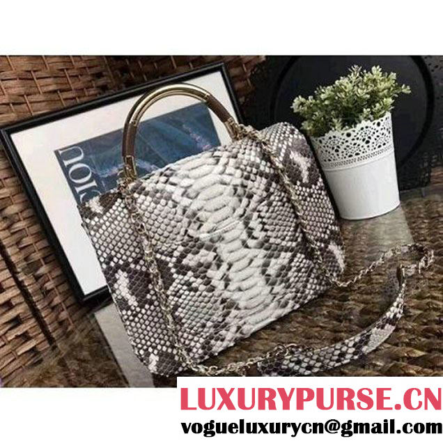 Chanel Python Leather Carry Chic Large Top Handle Flap Bag A9374 2017 (1A111-7041113 )