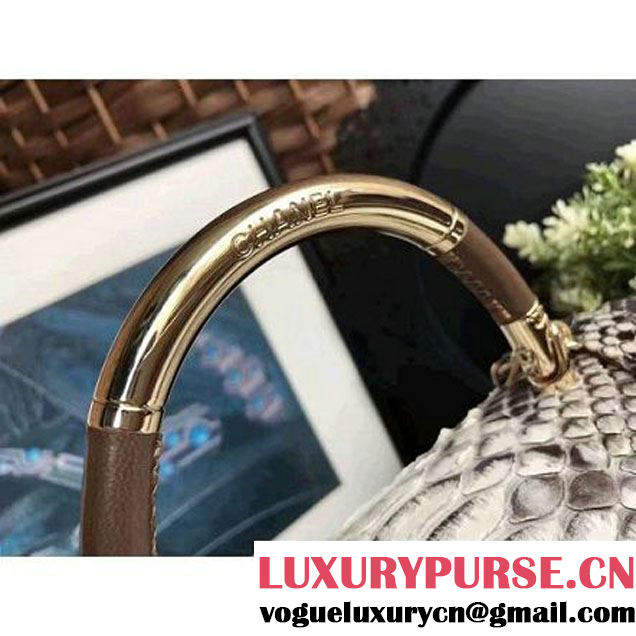 Chanel Python Leather Carry Chic Large Top Handle Flap Bag A9374 2017 (1A111-7041113 )