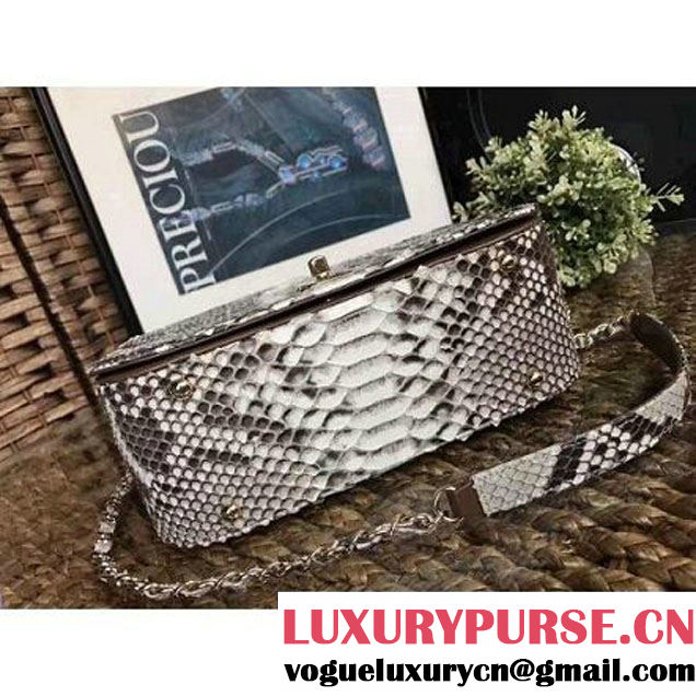 Chanel Python Leather Carry Chic Large Top Handle Flap Bag A9374 2017 (1A111-7041113 )