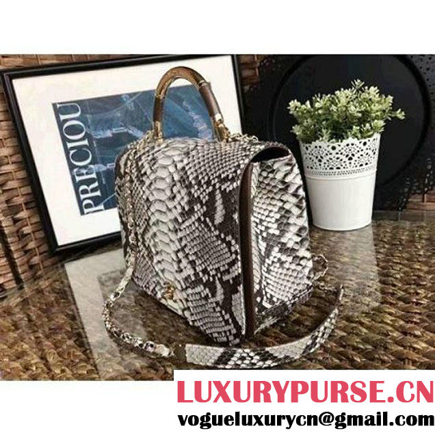 Chanel Python Leather Carry Chic Large Top Handle Flap Bag A9374 2017 (1A111-7041113 )