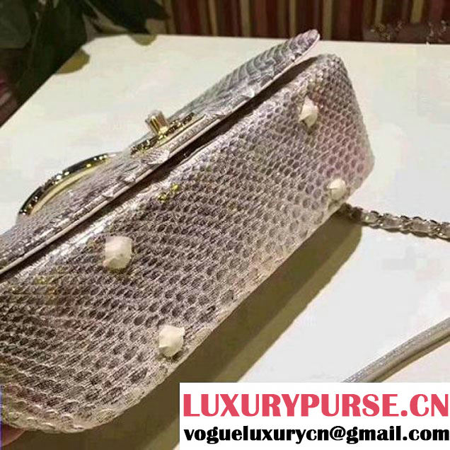 Chanel Python Leather Carry Chic Medium Top Handle Flap Bag A93752 Gold 2017 (BT-7041203 )