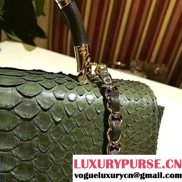 Chanel Python Leather Carry Chic Medium Top Handle Flap Bag A93752 Green 2017 (BT-7041204 )