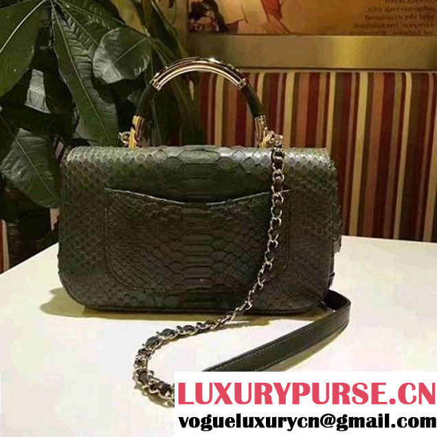 Chanel Python Leather Carry Chic Medium Top Handle Flap Bag A93752 Green 2017 (BT-7041204 )