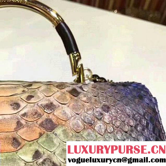 Chanel Python Leather Carry Chic Medium Top Handle Flap Bag A93752 Orange/Blue 2017 (BT-7041205 )
