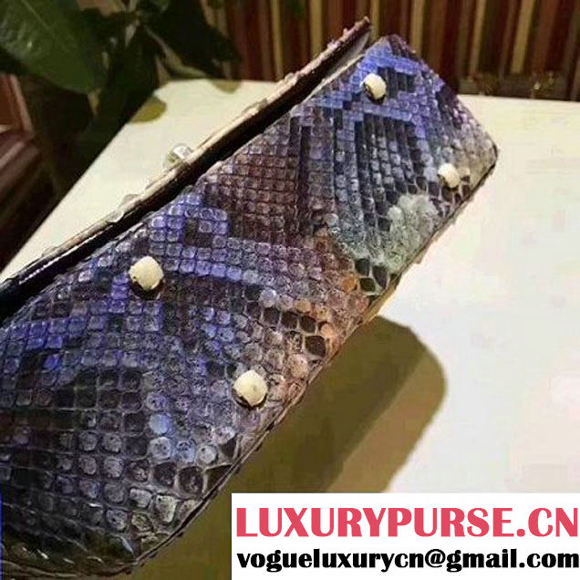 Chanel Python Leather Carry Chic Medium Top Handle Flap Bag A93752 Orange/Blue 2017 (BT-7041205 )