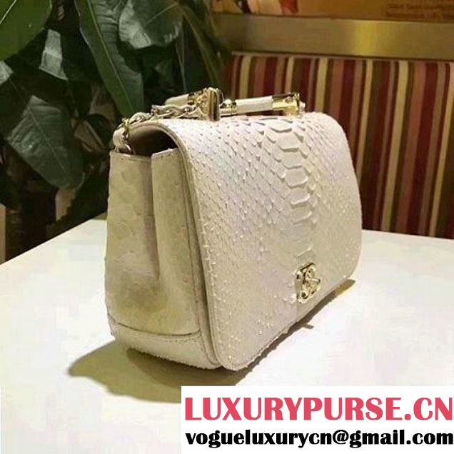 Chanel Python Leather Carry Chic Medium Top Handle Flap Bag A93752 White 2017 (BT-7041206 )