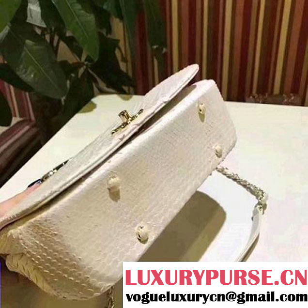 Chanel Python Leather Carry Chic Medium Top Handle Flap Bag A93752 White 2017 (BT-7041206 )