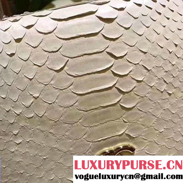 Chanel Python Leather Carry Chic Medium Top Handle Flap Bag A93752 White 2017 (BT-7041206 )