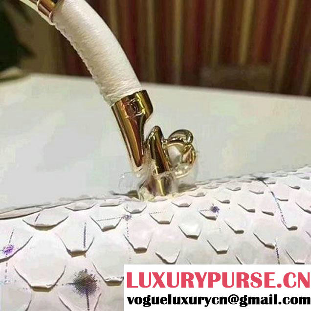 Chanel Python Leather Carry Chic Medium Top Handle Flap Bag A93752 Glitter White 2017 (BT-7041207 )