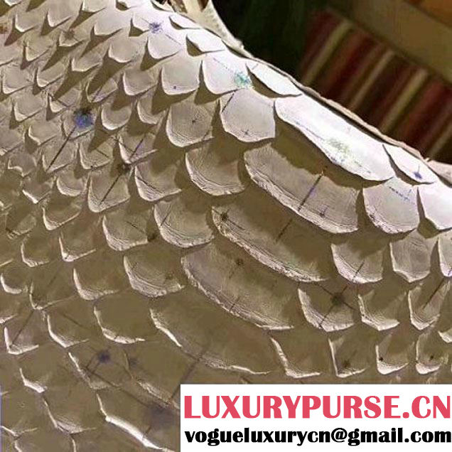 Chanel Python Leather Carry Chic Medium Top Handle Flap Bag A93752 Glitter White 2017 (BT-7041207 )