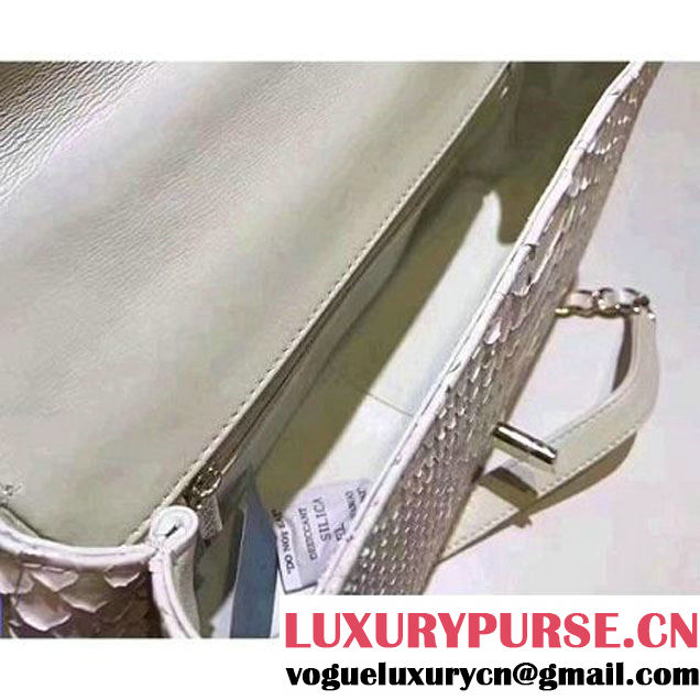 Chanel Python Leather Carry Chic Medium Top Handle Flap Bag A93752 Glitter White 2017 (BT-7041207 )