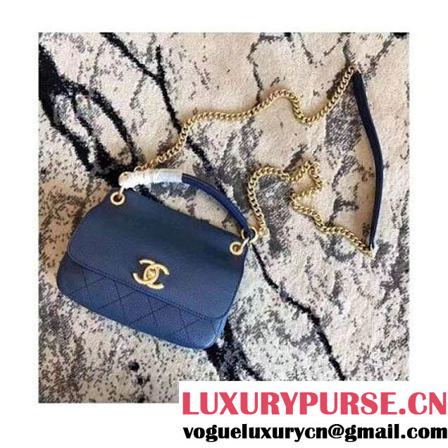 Chanel Grained Calfskin Small Top Handle Flap Bag Blue 2017 (KN-7042721 )