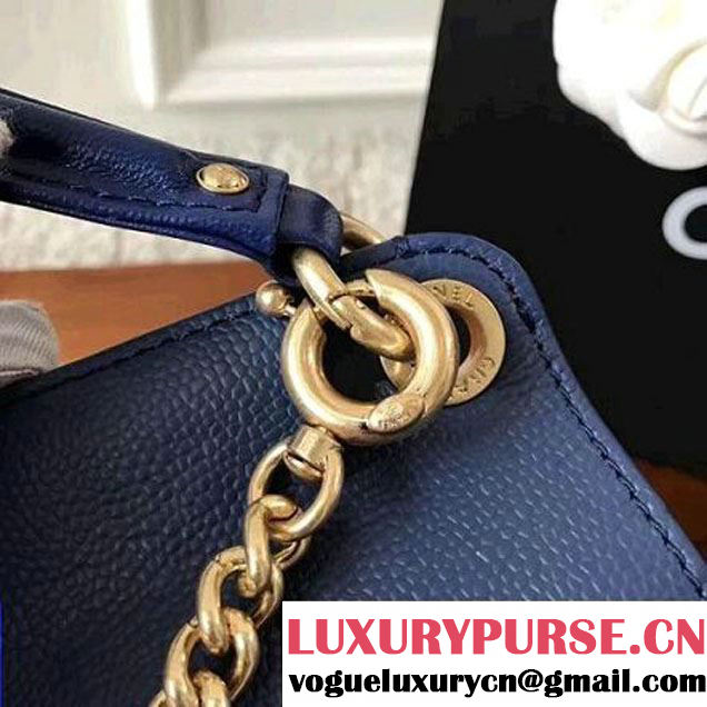 Chanel Grained Calfskin Small Top Handle Flap Bag Blue 2017 (KN-7042721 )
