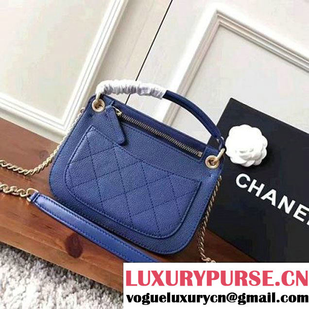 Chanel Grained Calfskin Small Top Handle Flap Bag Blue 2017 (KN-7042721 )
