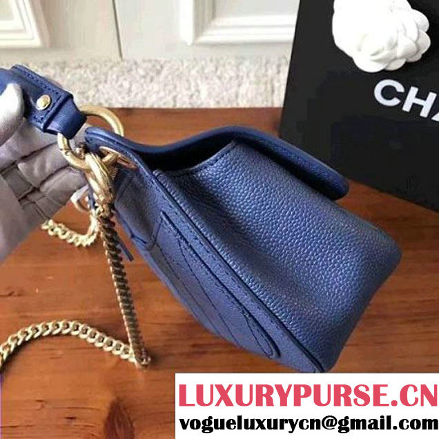 Chanel Grained Calfskin Small Top Handle Flap Bag Blue 2017 (KN-7042721 )