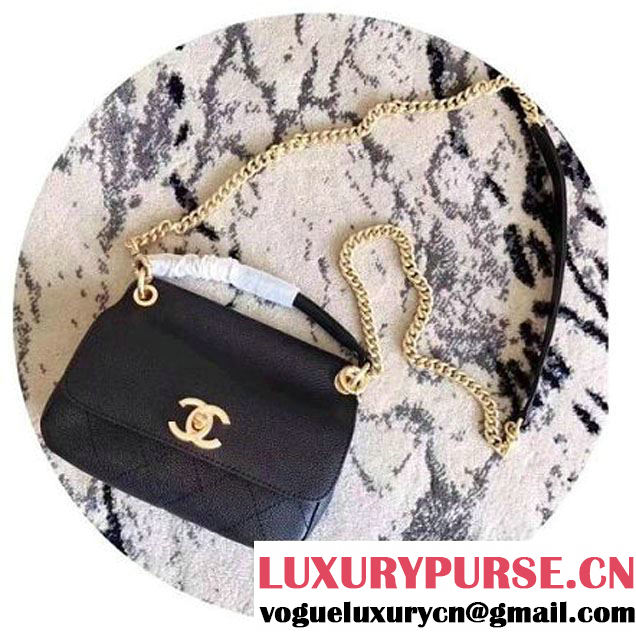 Chanel Grained Calfskin Small Top Handle Flap Bag Black 2017 (KN-7042722 )