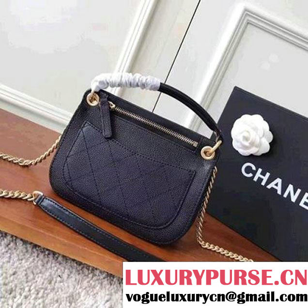 Chanel Grained Calfskin Small Top Handle Flap Bag Black 2017 (KN-7042722 )