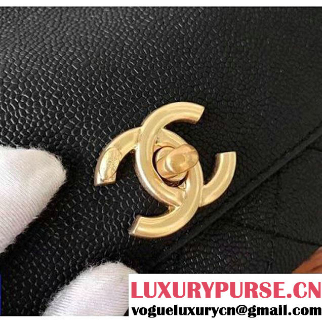 Chanel Grained Calfskin Small Top Handle Flap Bag Black 2017 (KN-7042722 )