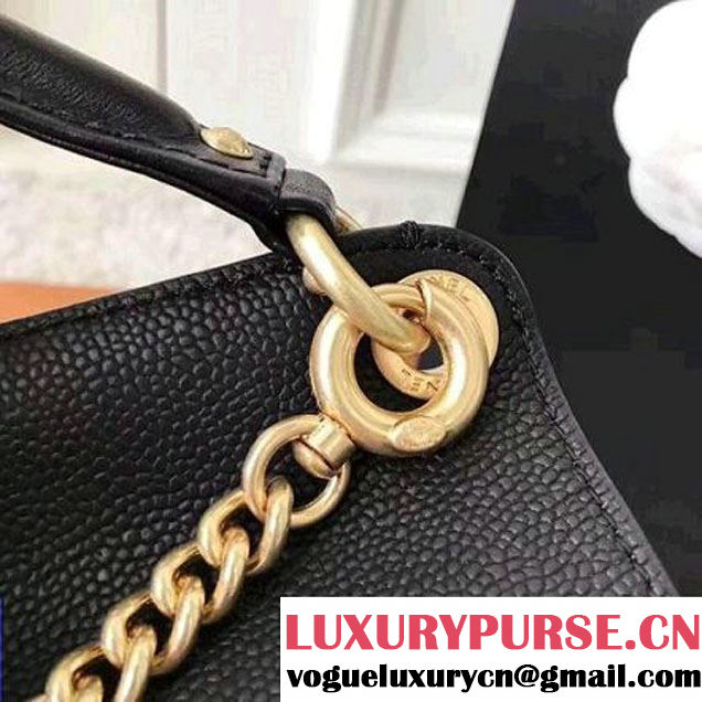 Chanel Grained Calfskin Small Top Handle Flap Bag Black 2017 (KN-7042722 )