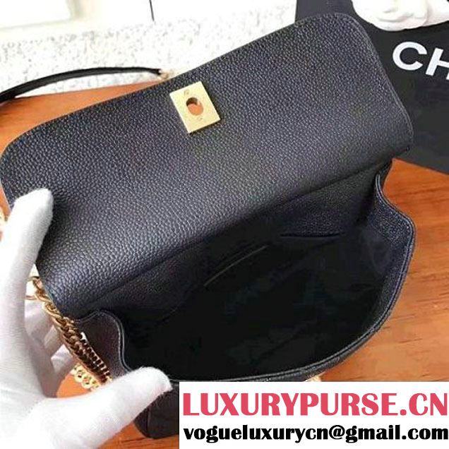 Chanel Grained Calfskin Small Top Handle Flap Bag Black 2017 (KN-7042722 )