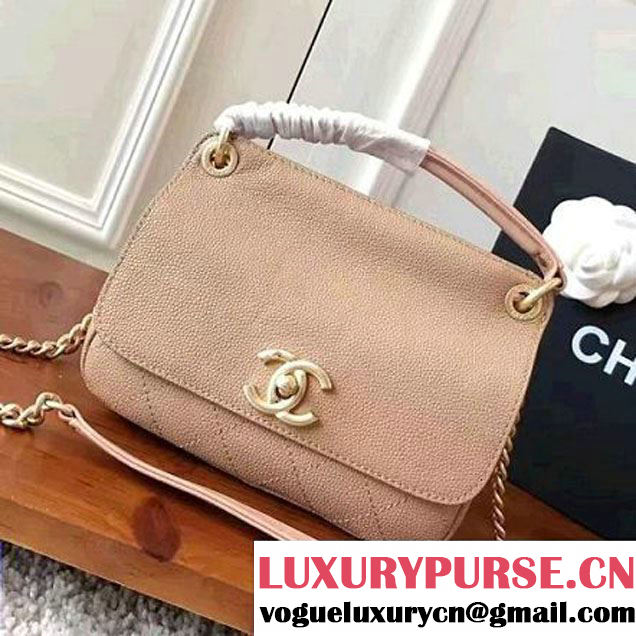 Chanel Grained Calfskin Small Top Handle Flap Bag Beige 2017 (KN-7042723 )