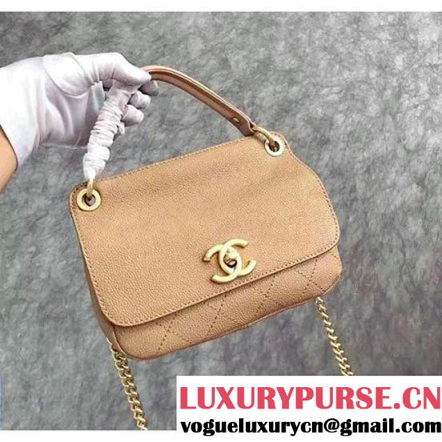 Chanel Grained Calfskin Small Top Handle Flap Bag Beige 2017 (KN-7042723 )