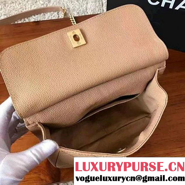 Chanel Grained Calfskin Small Top Handle Flap Bag Beige 2017 (KN-7042723 )