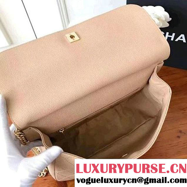 Chanel Grained Calfskin Large Top Handle Flap Bag A93757 Beige 2017 (KN-7050409 )