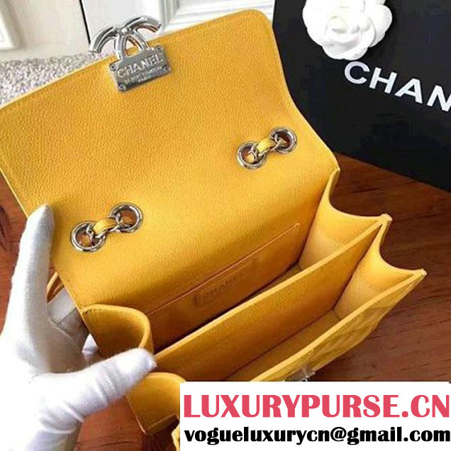 Chanel Grained Calfskin CC Box Small Flap Bag With Top Handle A98666 Yellow 2017 (KN-7050410 )